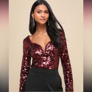 NEW Lulu’s Red Sequin Top